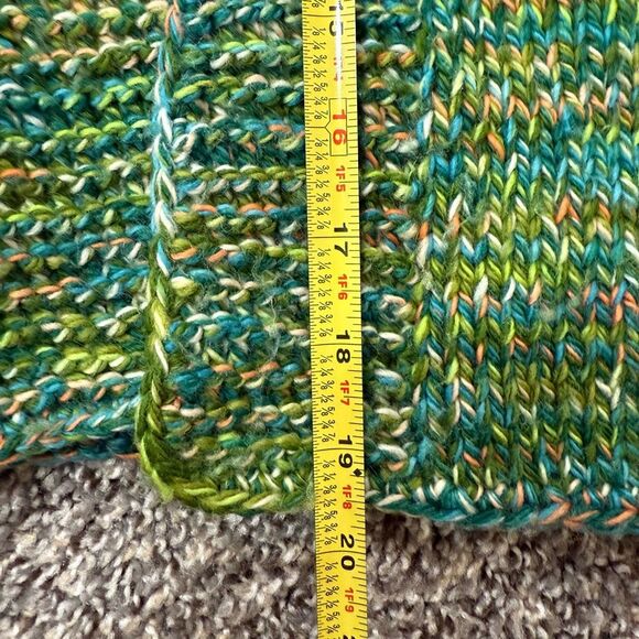 Hand Knit Open Front Space Dye Green Cardigan Sweater Small Medium - Picture 6 of 6